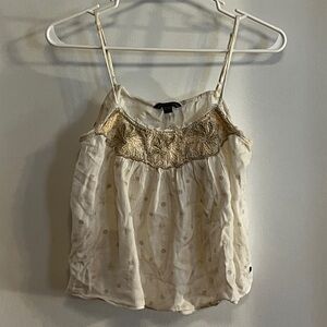 American Eagle Outfitters Cream Camisole with Gold Accents